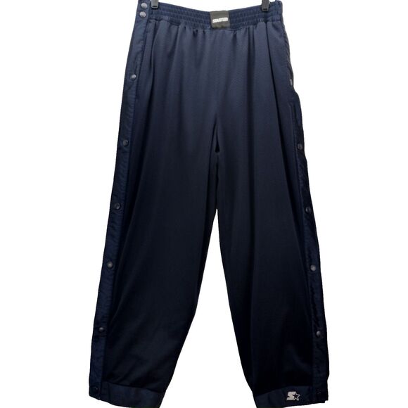 VTG Starter Sweat Pants Mens M Blue Reversible Break Tear Away Satin Warm Up Y2K - Picture 2 of 11